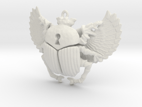 3D printed Winged Scarab in White Natural Versatile Plastic