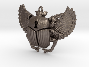 3D printed Winged Scarab in Polished Bronzed Silver Steel