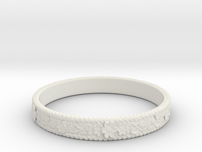 3D Printed Flower Ring in White Natural Versatile Plastic