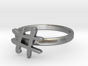 Hashtag Ring Size 6 in Natural Silver