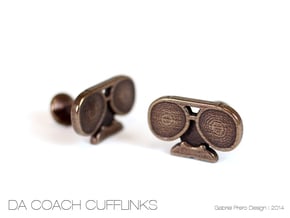 Da Coach Cufflinks - version 2 in Polished Bronze Steel