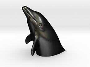 Peeking Dolphin S (Head) in Matte Black Steel