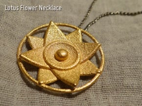 Lotus Flower Necklace in Polished Gold Steel