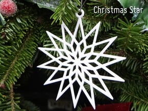 Christmas Star Ornament  in White Processed Versatile Plastic