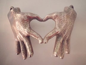 Hand Heart w/ Chain Loops in Polished Bronzed Silver Steel
