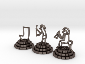 Chess set of Egypt(R,N,B) in Polished Bronzed Silver Steel