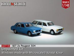 SET 2x Peugeot 504 (British N 1:148) in Tan Fine Detail Plastic