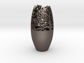  Decorative Tabletop Flower Vase  in Polished Bronzed Silver Steel