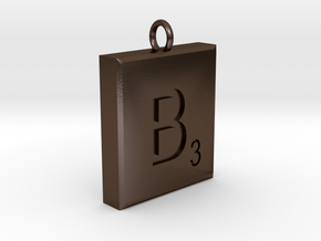 Scrabble Charm or Pendant B blank back Pendant in Polished Bronze Steel