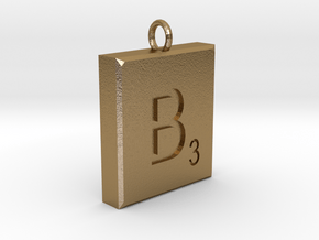 Scrabble Charm or Pendant B blank back Pendant in Polished Gold Steel