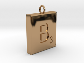Scrabble Charm or Pendant B blank back Pendant in Polished Brass