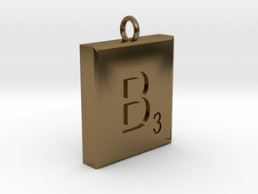 Scrabble Charm or Pendant B blank back Pendant in Polished Bronze