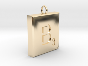 Scrabble Charm or Pendant B blank back Pendant in 14K Yellow Gold