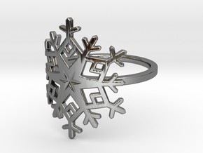 Snowflake Ring - US Size 08 in Fine Detail Polished Silver