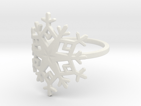 Snowflake Ring - US Size 08 in White Natural Versatile Plastic