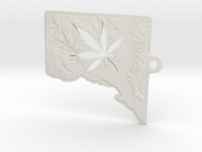 Washington DC w/pot leaf key fob 2 in White Natural Versatile Plastic