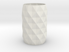 Stylish Faceted Designer Vase - 120mm Tall in White Natural Versatile Plastic
