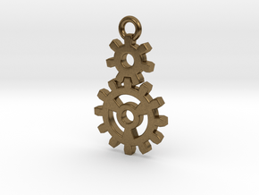 2 Gear Steampunk Pendant in Natural Bronze