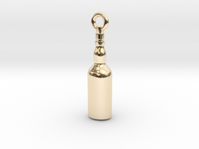 Corked Bottle Steampunk Charm/Pendant in 14K Yellow Gold