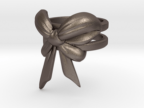 Bow Ring (S7) in Polished Bronzed Silver Steel