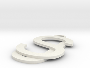 Overlaid Letter Charm in White Natural Versatile Plastic