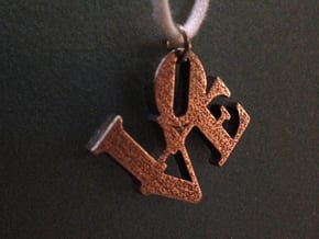 Love Sculpture Pendant  in Polished Bronzed Silver Steel