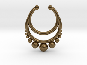 Septum dropped ring with spheres under in Natural Bronze