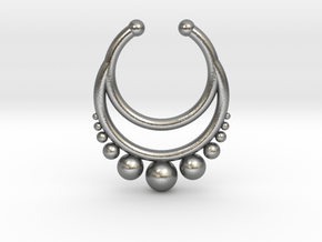 Septum dropped ring with spheres under in Natural Silver