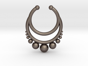 Septum dropped ring with spheres under in Polished Bronzed Silver Steel
