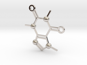 Cafeine molecule Pendant in Platinum