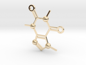 Cafeine molecule Pendant in 14K Yellow Gold