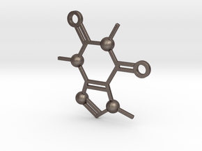 Cafeine molecule Pendant in Polished Bronzed Silver Steel