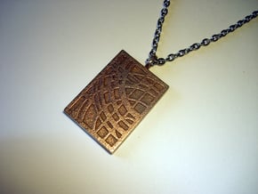 World Pendant in Polished Bronzed Silver Steel