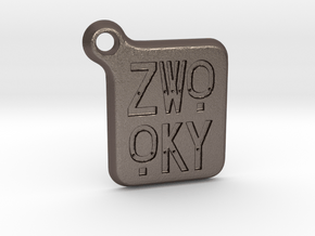 ZWOOKY Keyring LOGO 14 3cm 3mm rounded in Polished Bronzed Silver Steel
