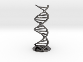 DNA double helix schematic with stand (metal) in Polished Nickel Steel