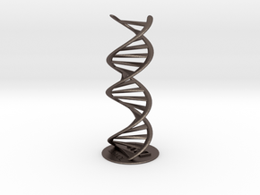 DNA double helix schematic with stand (metal) in Polished Bronzed Silver Steel