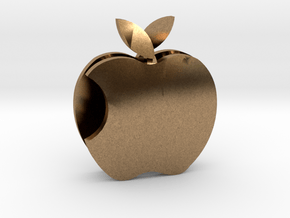 Apple pendant Love  in Natural Brass: Medium