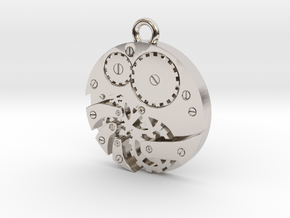 Watch Movement Steampunk Charm/Pendant in Platinum