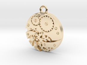Watch Movement Steampunk Charm/Pendant in 14K Yellow Gold