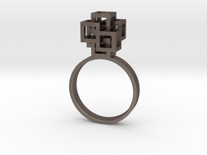 Quadro Ring - US 6 in Polished Bronzed Silver Steel