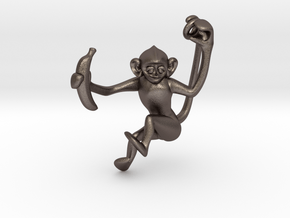 Lucky Monkey in Polished Bronzed Silver Steel