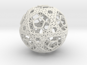 Cell Sphere 2 - Bauble in White Natural Versatile Plastic