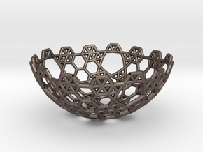 Cell Sphere 5 - Hex Bowl in Polished Bronzed Silver Steel