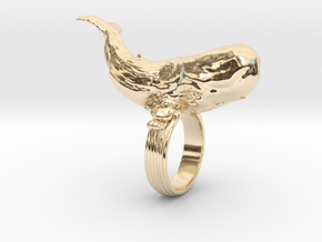 Sperm whale Ring  in 14K Yellow Gold
