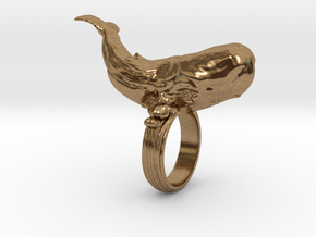 Sperm whale Ring  in Natural Brass