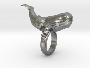 Sperm whale Ring  in Natural Silver