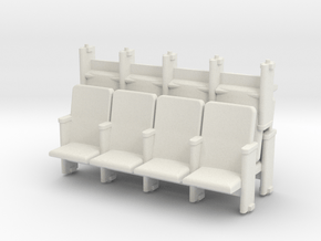 4 X 3 Theater Seats HO Scale in White Natural Versatile Plastic