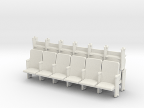 HO Scale 6 X 3 Theater Seats  in White Natural Versatile Plastic