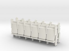 6 x 4 Theater Seats HO Scale in White Natural Versatile Plastic