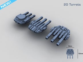 20 Starship triple turrets – MECHWORLD HOMEFLEET in Tan Fine Detail Plastic